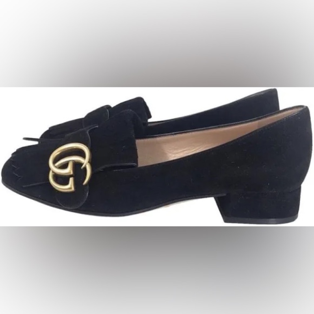 GUCCI MARMONT SUEDE LOW BLOCK HEEL SHOE 37.5